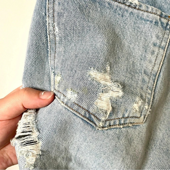 Agolde Distressed Bermuda Cut Denim Shorts - Picture 5 of 7